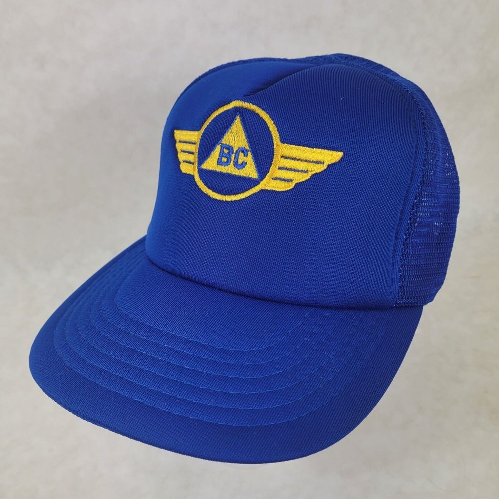 BC Wings Aviation Hat Snapback Baseball Vintage 80s Cap Retro Dad Trucker blue